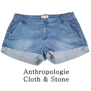 Anthropologie Cloth & Stone Chambray Blue Light Weight Denim Cuffed Shorts.*29*